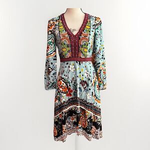 Anthropologie Akemi And Kin Dress Women's Size 2 Boho Multicolored Pockets Beads